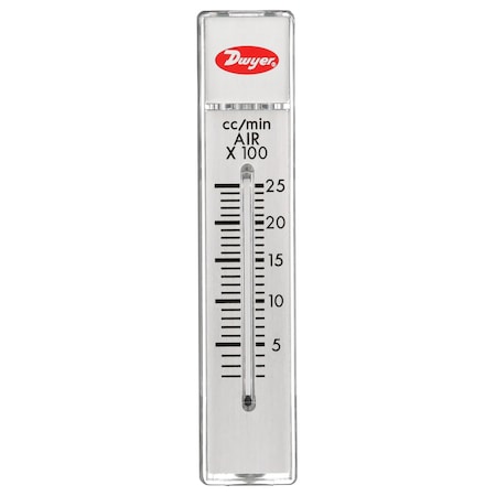 Dwyer Instruments Flowmeter, range 10-100 cc/min air, no valve. +/-8% accuracy. RMA-150